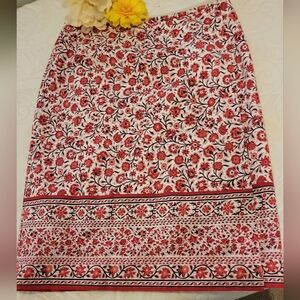Lovely wrap, Boho skirt Charter Club sz 12 red white cotton